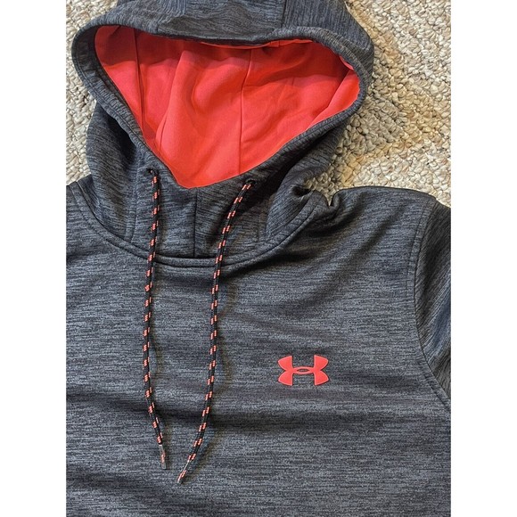 Under Armour Storm Hoodie Mens Medium Loose Fit Gray Red Logo - Picture 2 of 3